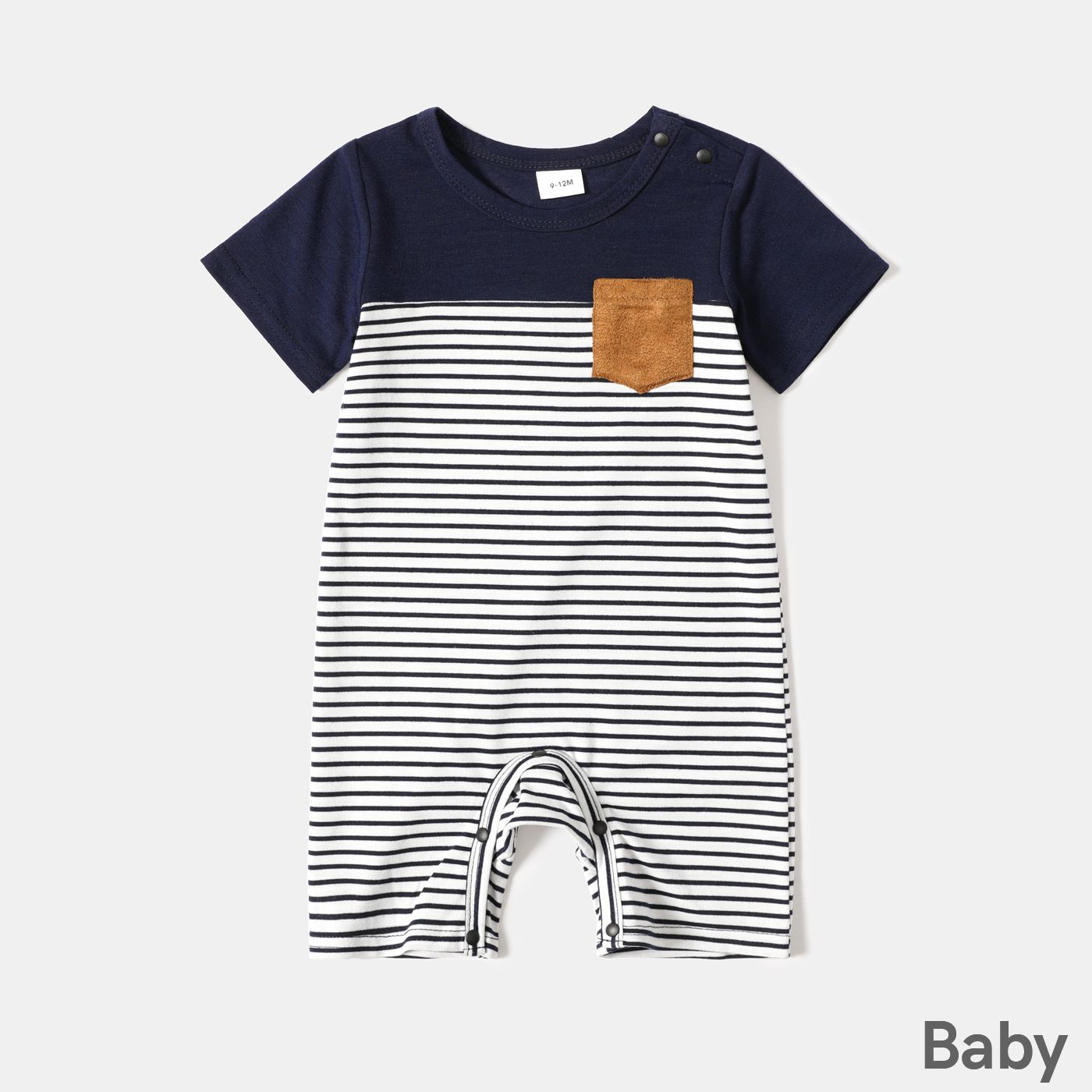 Family Matching Solid Splicing Striped Short-sleeve T-shirts