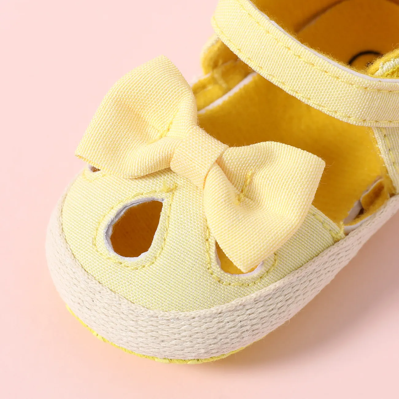 Baby / Toddler Bowknot Decor Soft Sole Velcro Prewalker Shoes Yellow big image 1