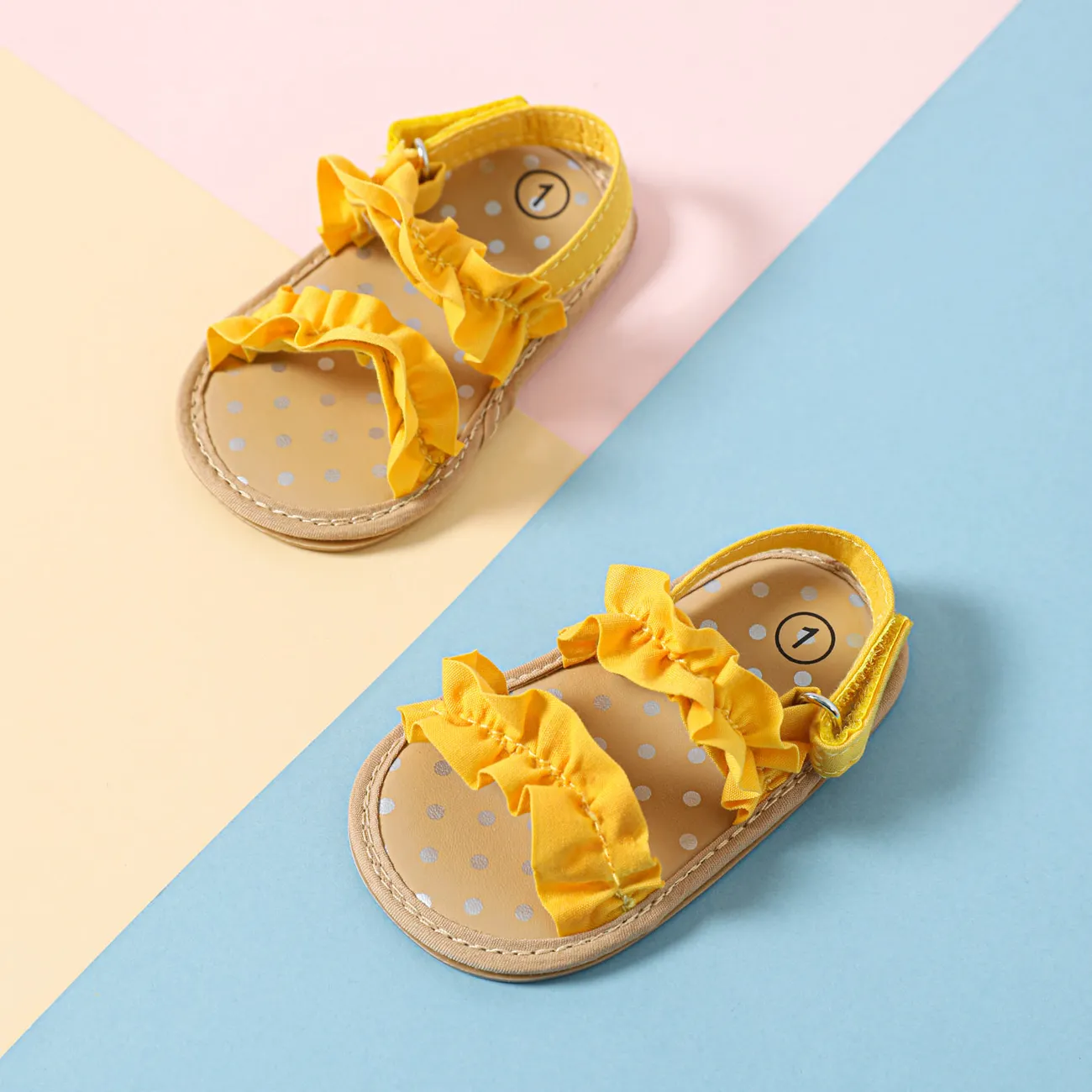 Baby / Toddler Ruched Dual Strap Sandals Yellow big image 1