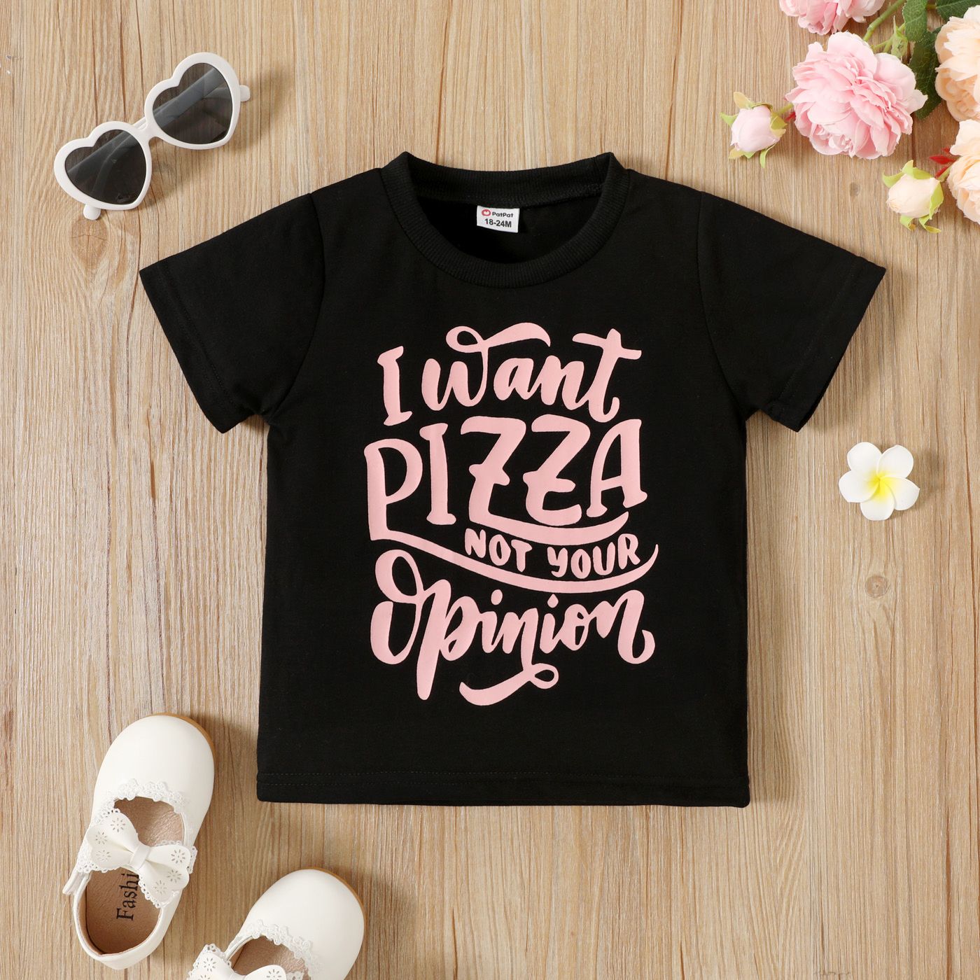 

Toddler Girl Letter Food Print Short-sleeve Tee
