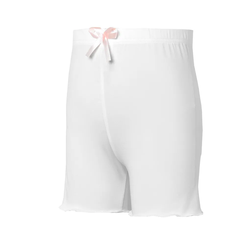 Kid Girl Bowknot Design Lettuce Trim Solid Color Leggings Shorts big image 2
