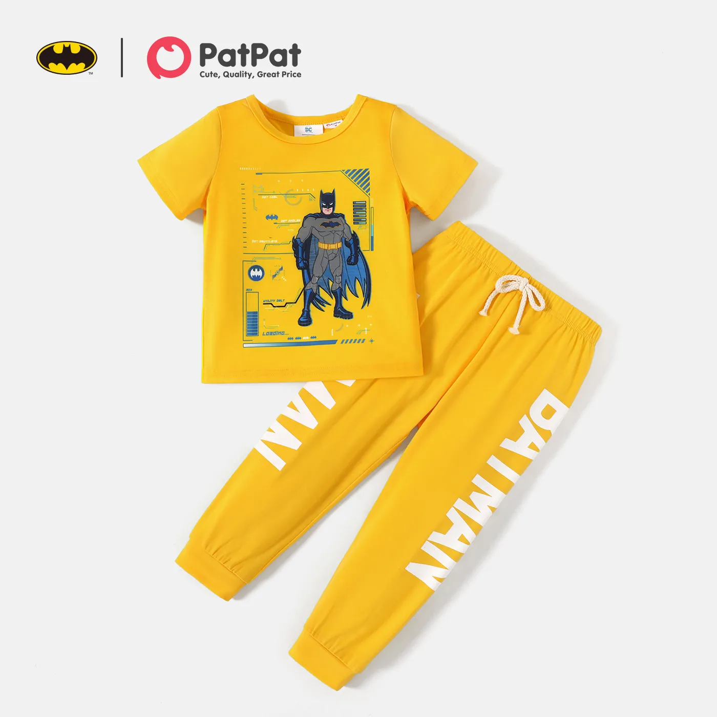 

Batman 2pcs Toddler Boy Figure Print Short-sleeve Tee and Letter Print Elasticized Pants Set