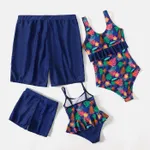 PAW Patrol Family Matching Allover Palm Leaf Print One-piece Swimsuit and Graphic Swim Trunks  image 3