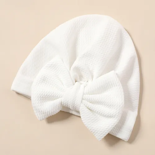 Baby Solid Textured Bow Turban Hut