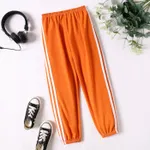 Kid Boy/Kid Girl Sporty Striped Breathable Ankle Length Thin Pants for Summer/Fall Orange