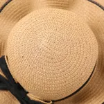 Big Bow Decor Wavy Edge Two Tone Straw Hat for Mom and Me  image 6