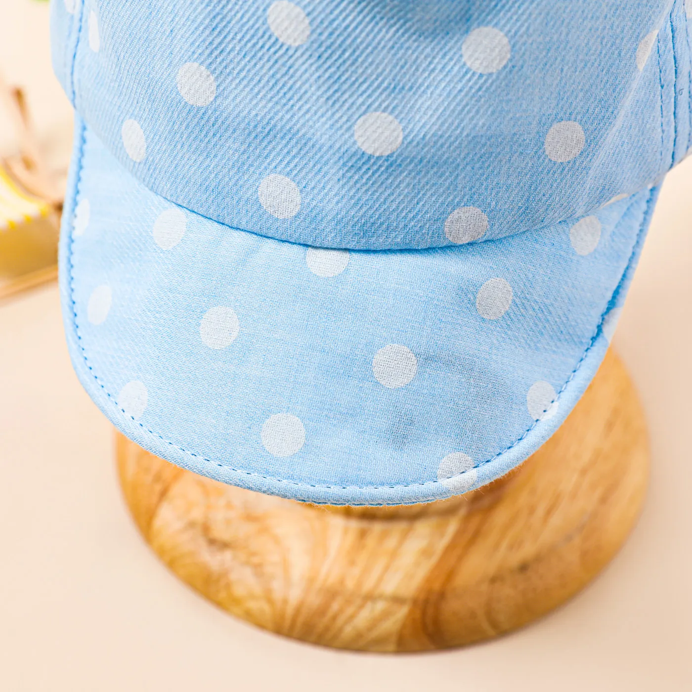 Baby Cartoon Dual Ears Design Polka Dots Baseball Cap Light Blue image 4
