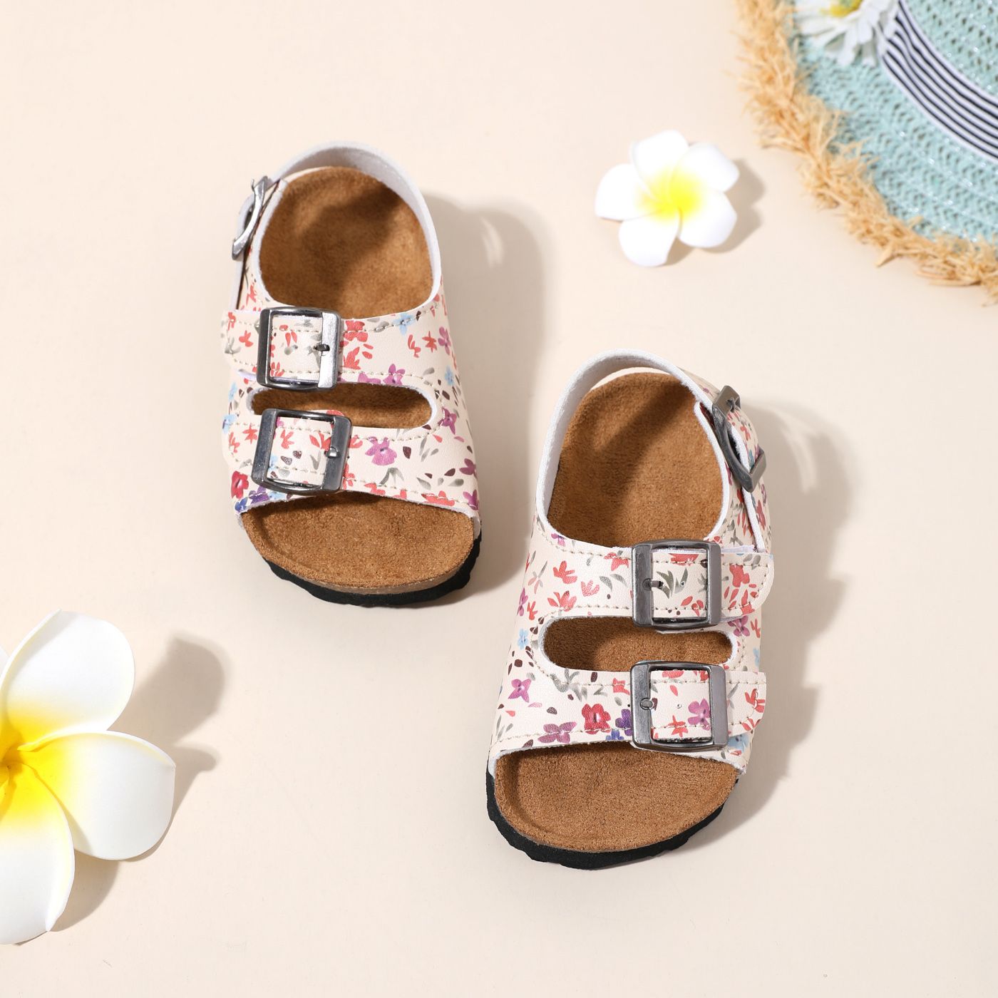 

Family Matching Floral Print Buckle Velcro Footbed Sandal