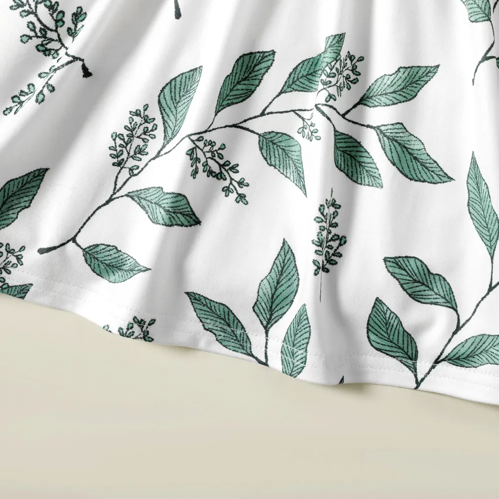 Toddler Girl Floral Leaf Print Flutter-sleeve Dress big image 6
