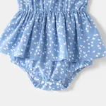 All Over Dots Print Blue Sleeveless Spaghetti Strap V Neck Ruffle Wrap Dress for Mom and Me  image 4