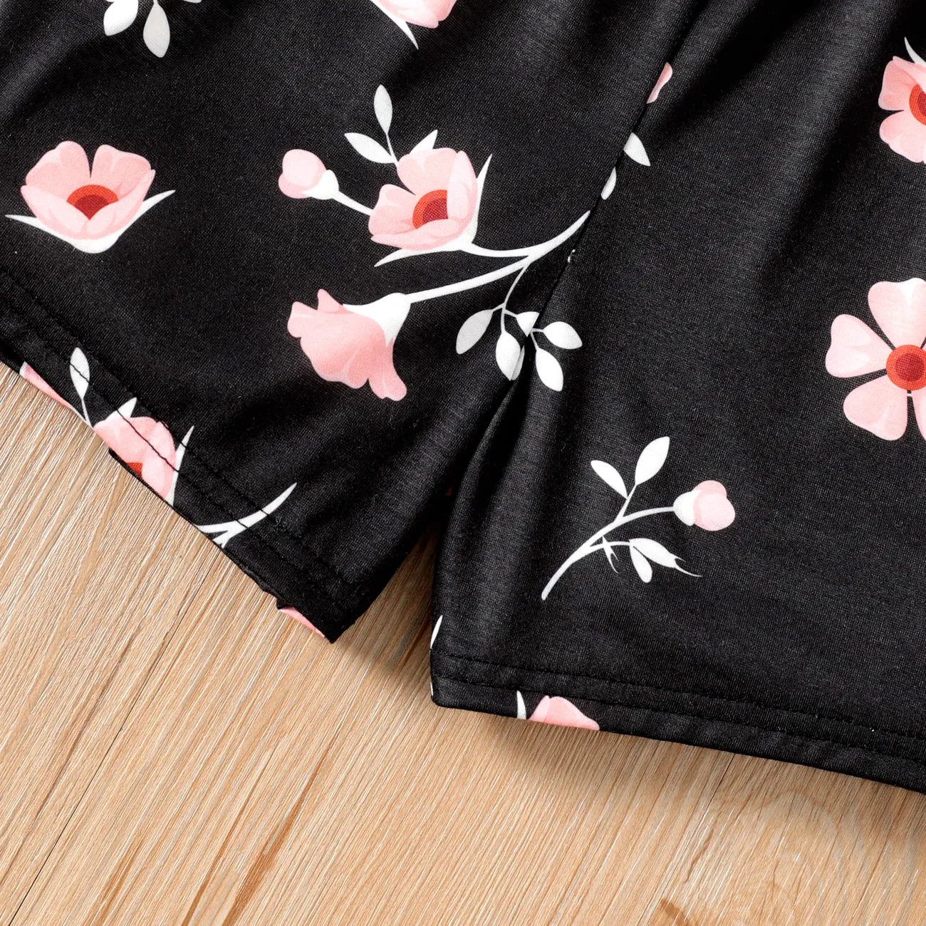Neckholder-Jumpsuit für Mädchen mit Blumenprint schwarz big image 1