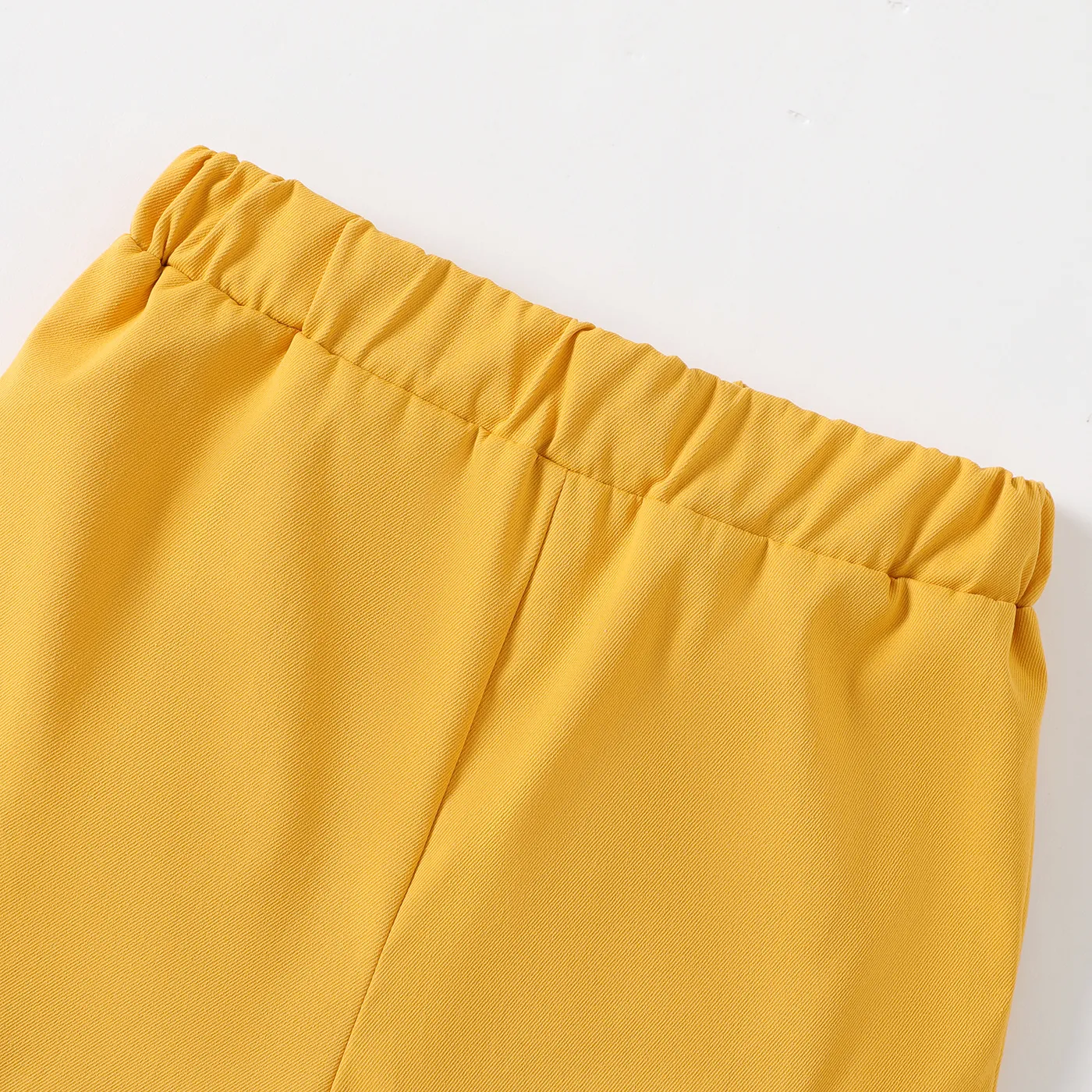 Kid Boy Solid Color Pocket Design Elasticized Shorts Yellow image 5