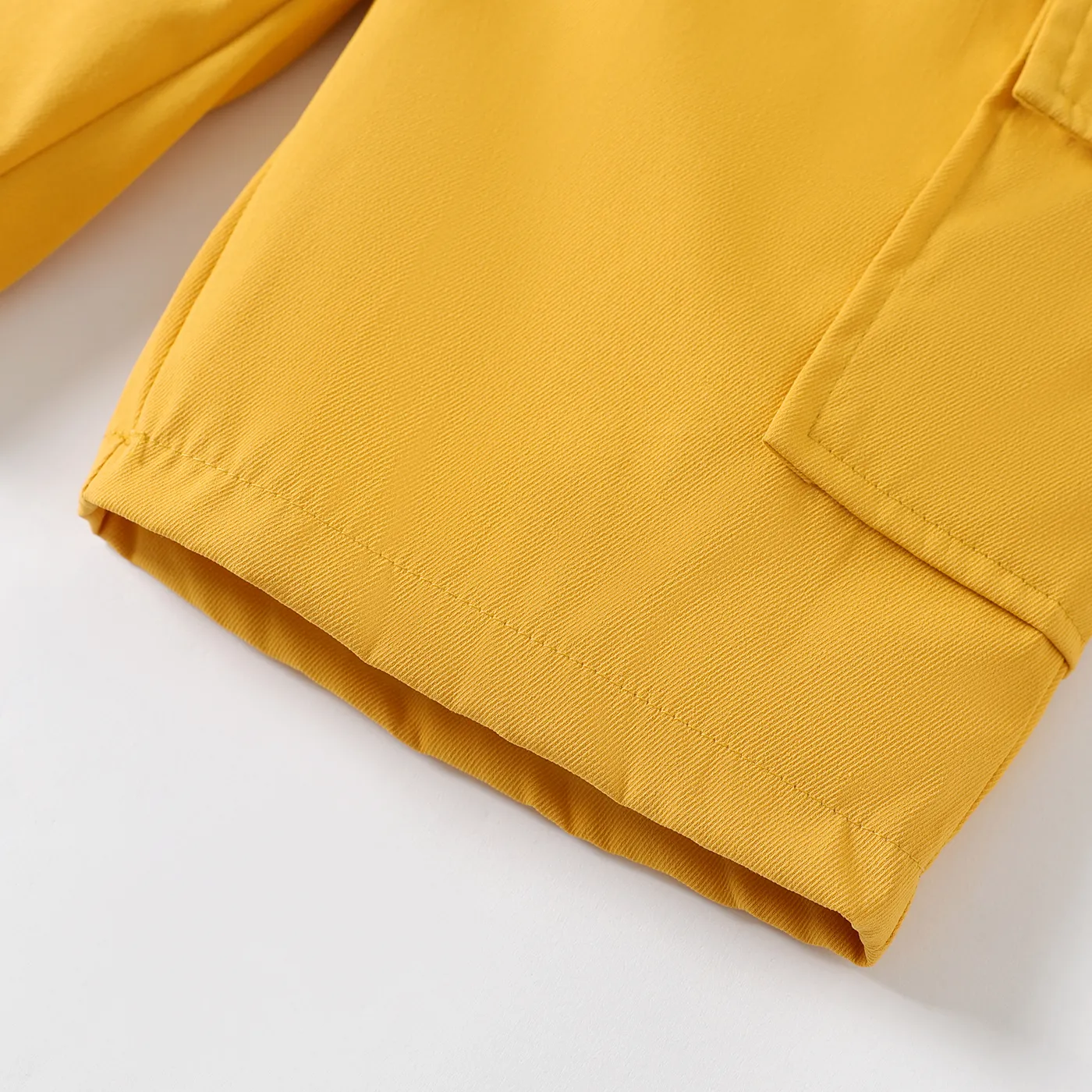 Kid Boy Solid Color Pocket Design Elasticized Shorts Yellow image 6