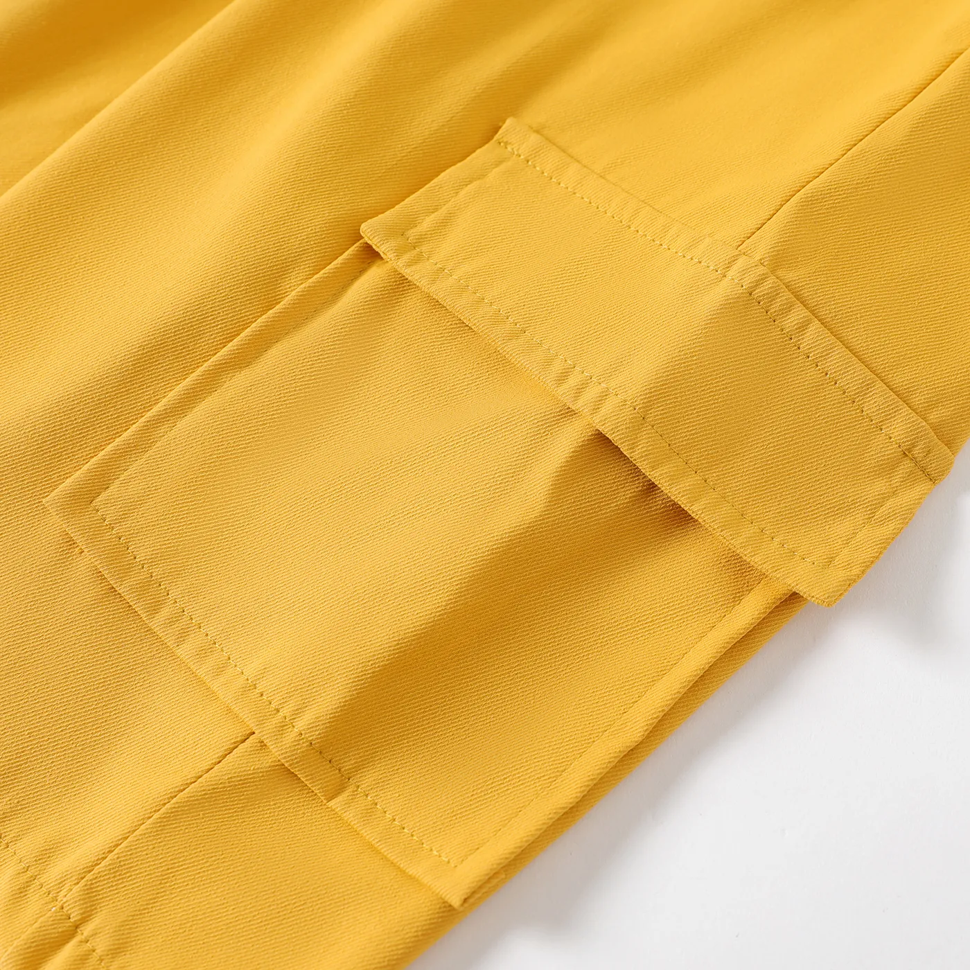 Kid Boy Solid Color Pocket Design Elasticized Shorts Yellow image 4