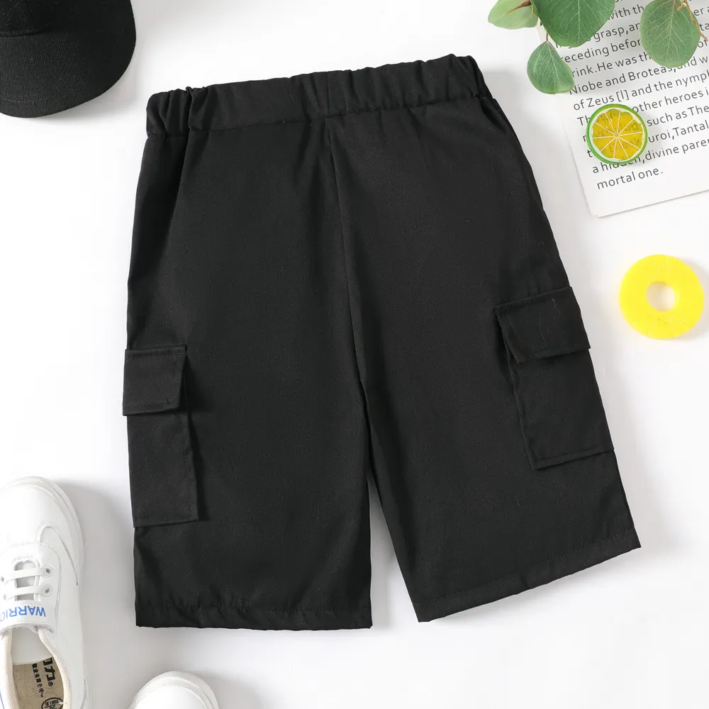 Kid Boy Solid Color Pocket Design Elasticized Shorts  big image 5