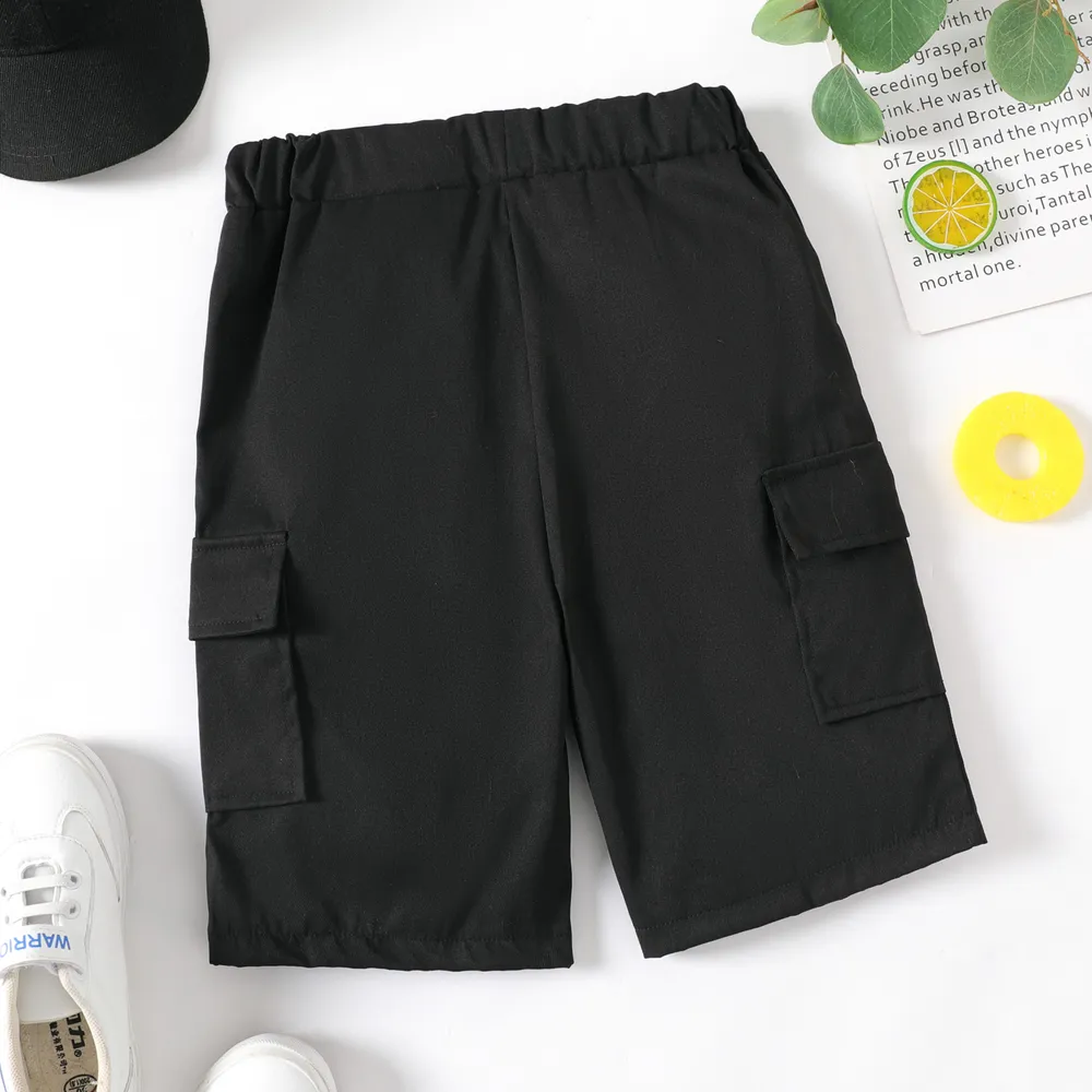 Kid Boy Solid Color Pocket Design Elasticized Shorts big image 5
