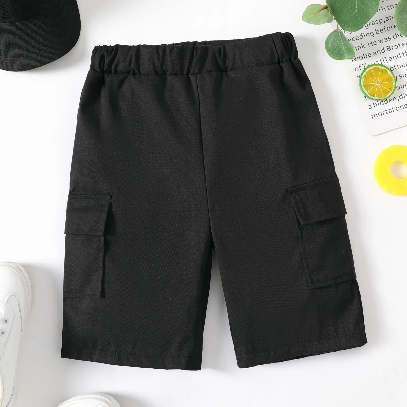 Kid Boy Solid Color Pocket Design Elasticized Shorts  image 1