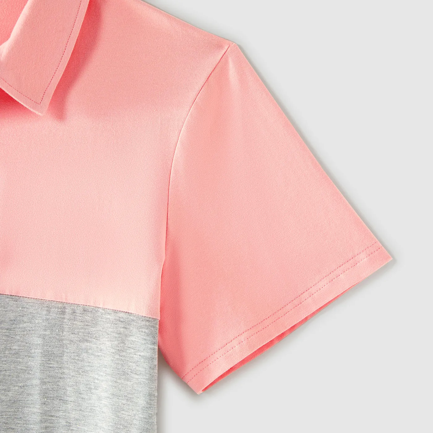 Family Matching Pink Sleeveless Splicing Floral Print Midi Dresses and Colorblock Short-sleeve Polo Shirts Sets Pink image 6