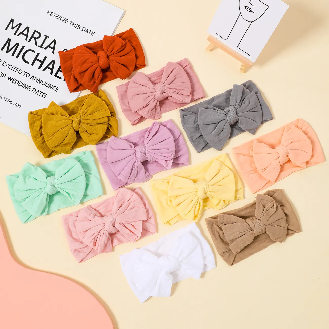 3-pack Swallowtail Double Knotted Bow Wide Headband for Girls Ginger big image 1