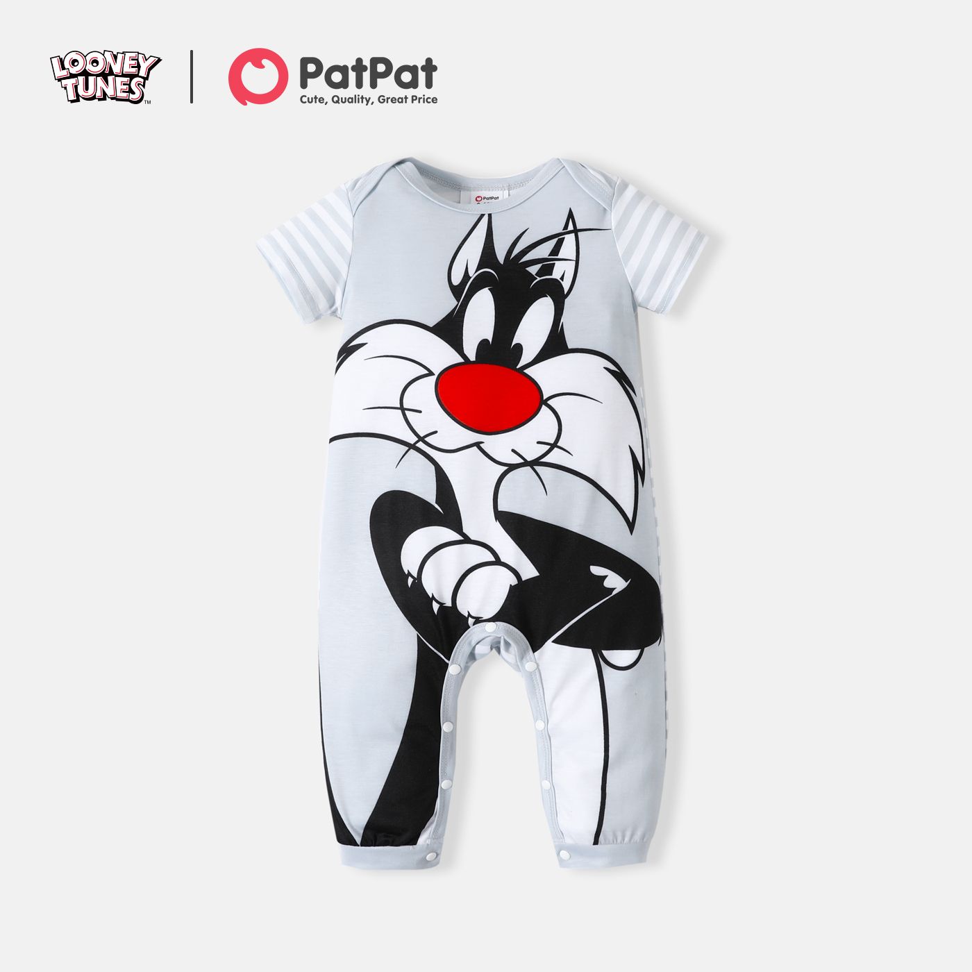 

Looney Tunes Baby Boy/Girl Cartoon Animal Print Striped Short-sleeve Jumpsuit