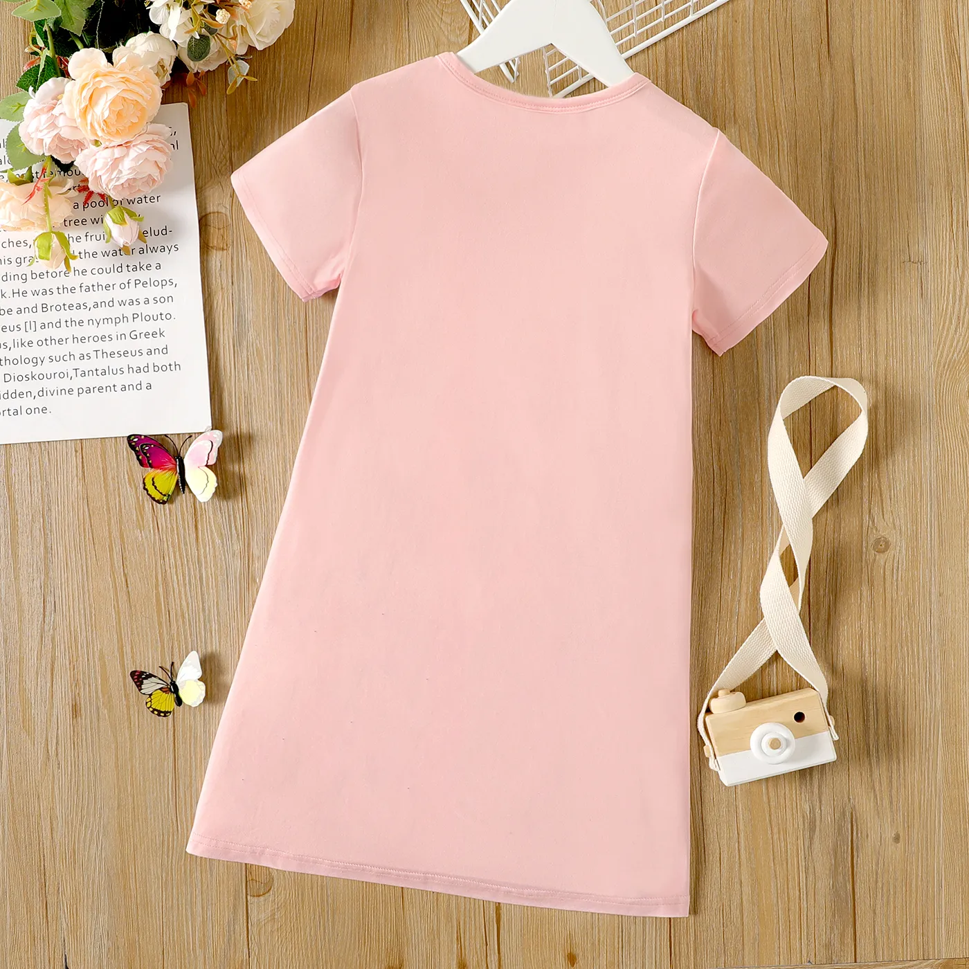 Kid Girl Unicorn Print Short-sleeve Light Pink Dress  image 5