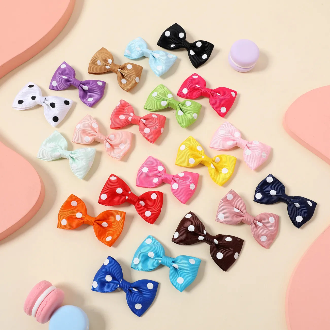 10er-Pack Haarspangen mit gerippten Polka Dots Schleifen Haarschmuck für Mädchen Mehrfarbig big image 1