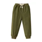 Toddler Boy Solid Color Casual Joggers Pants Sporty Sweatpants for Spring and Autumn Army green