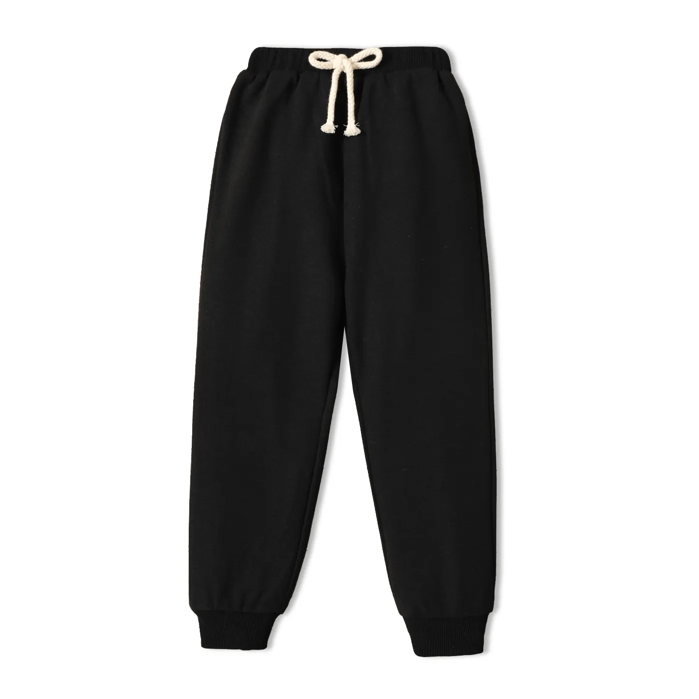 Toddler Boy Solid Color Casual Joggers Pants Sporty Sweatpants for Spring and Autumn Black