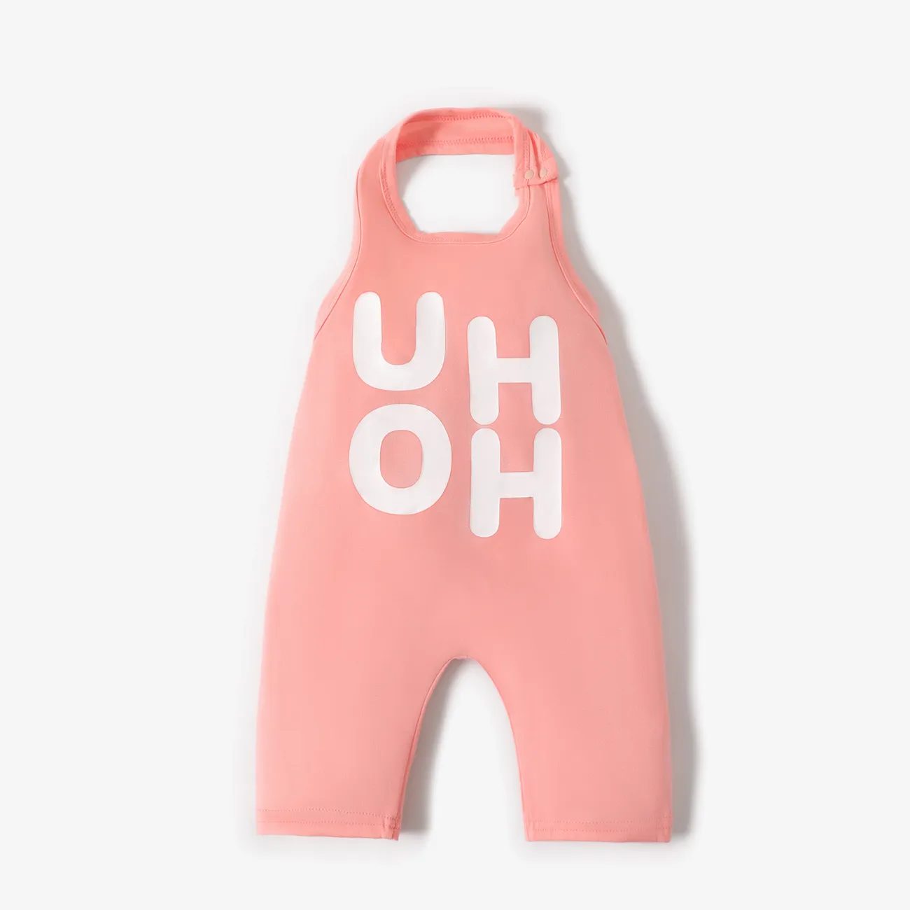 Baby / Toddler Trendy Letter Print Strappy Onesies Light Pink big image 1
