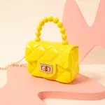 Toddler / Kid Pure Color Geometry Lingge Pearl Handbag Clutch Purse for Girls Yellow
