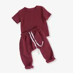 Crepe 2pcs Solid Short-sleeve Baby Set Cameo brown