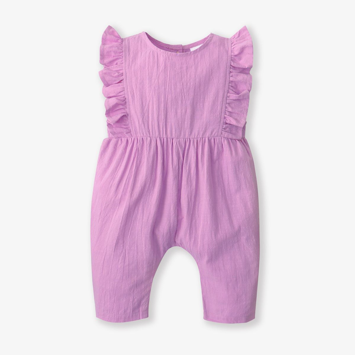 Solid Ruffle Decor Sleeveless Baby Loose Fit Jumpsuit