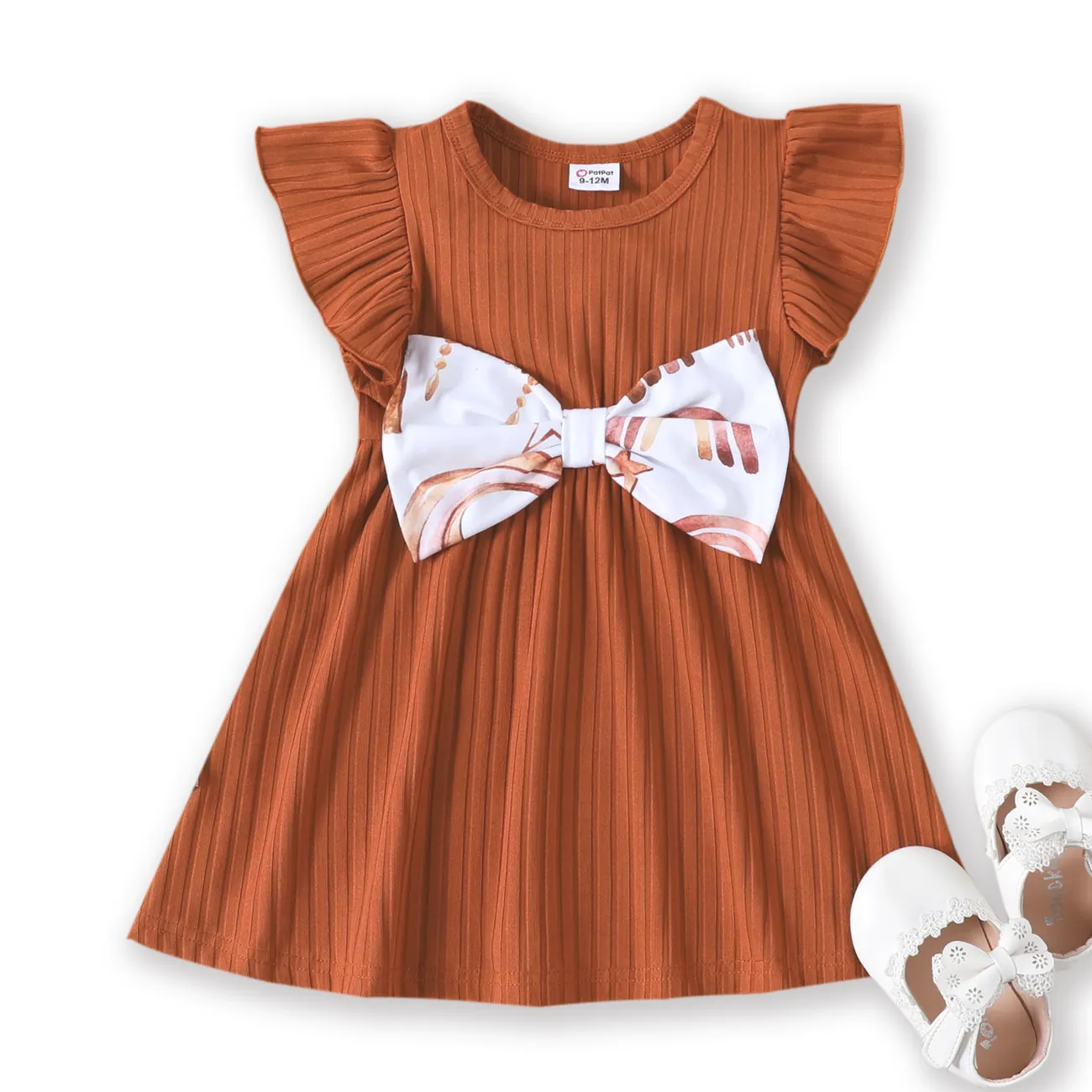 嬰兒 立體造型 甜美 長袖 連衣裙 棕色 big image 1