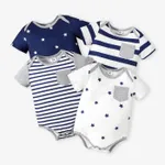Baby Boy/Girl Stars/Striped Short-sleeve Romper White image 2