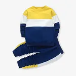 2-piece Toddler Boy/Girl Colorblock Pullover and Pants Casual Set Yellow