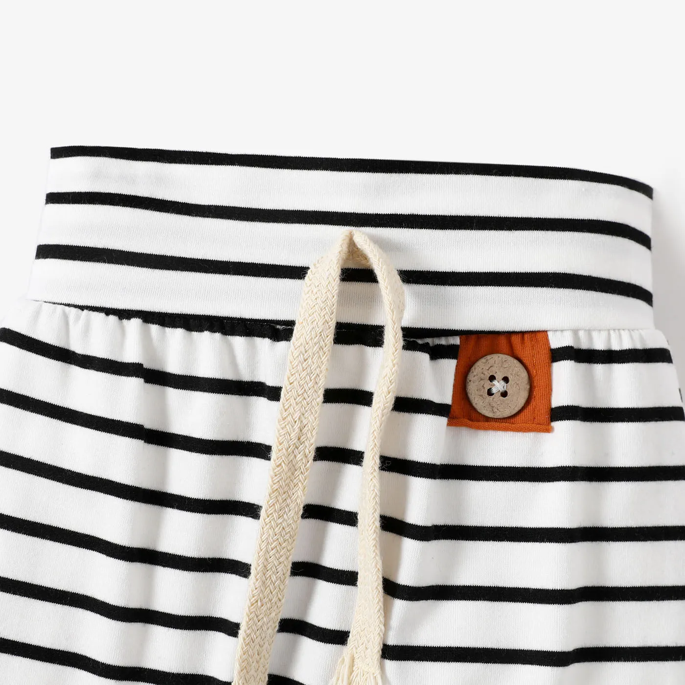 100% Cotton 3pcs Stripe and Feather Print Long-sleeve Baby Set  image 4