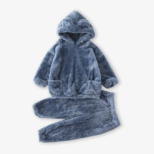 2-piece Toddler Girl/Boy Ear Design Fuzzy Hoodie Sweatshirt and Pants