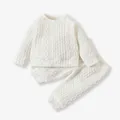 2pcs Baby Boy/Girl Solid Long-sleeve Imitation Knitting Set  image 1