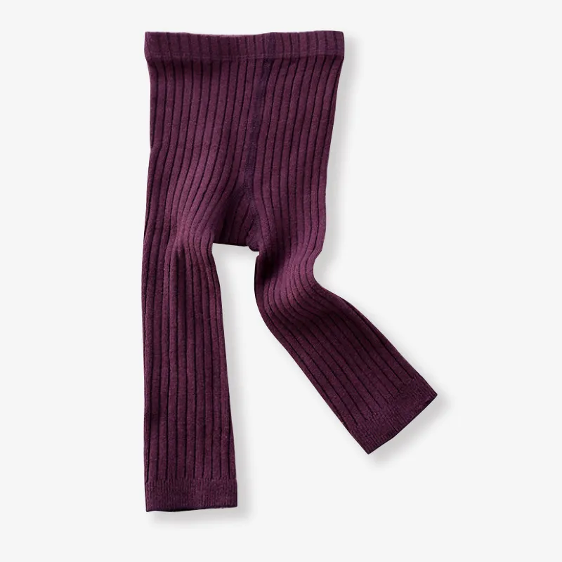 Baby Multi Color Solid Ribbed Tights Leggings Deep Magenta