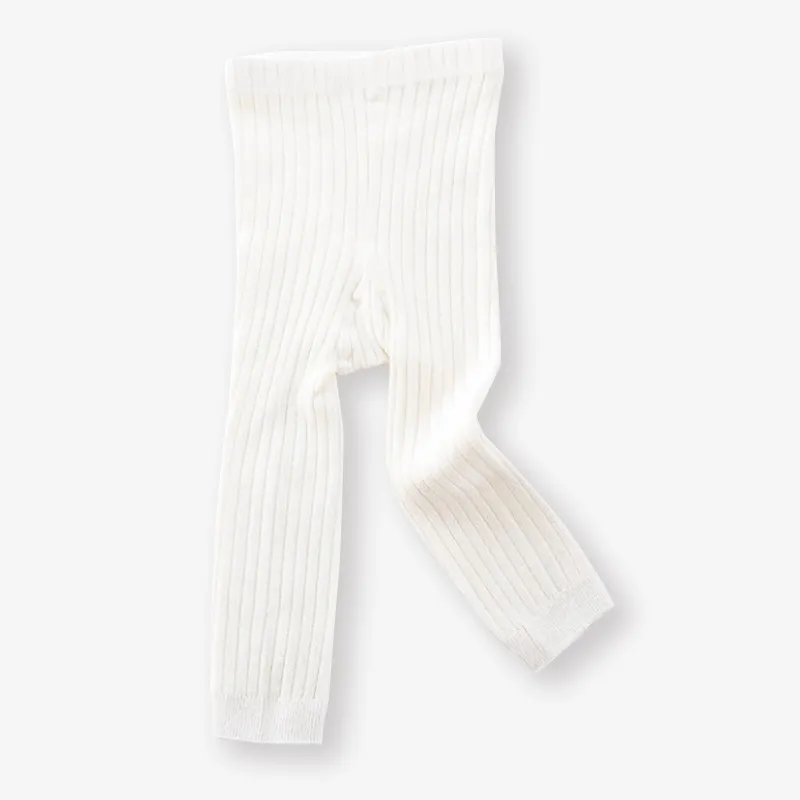Baby Multi Color Solid Ribbed Tights Leggings White big image 1