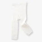 Baby Multi Color Solid Ribbed Tights Leggings White