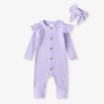 Ribbed 2pcs Solid Long-sleeve Baby Set Purple