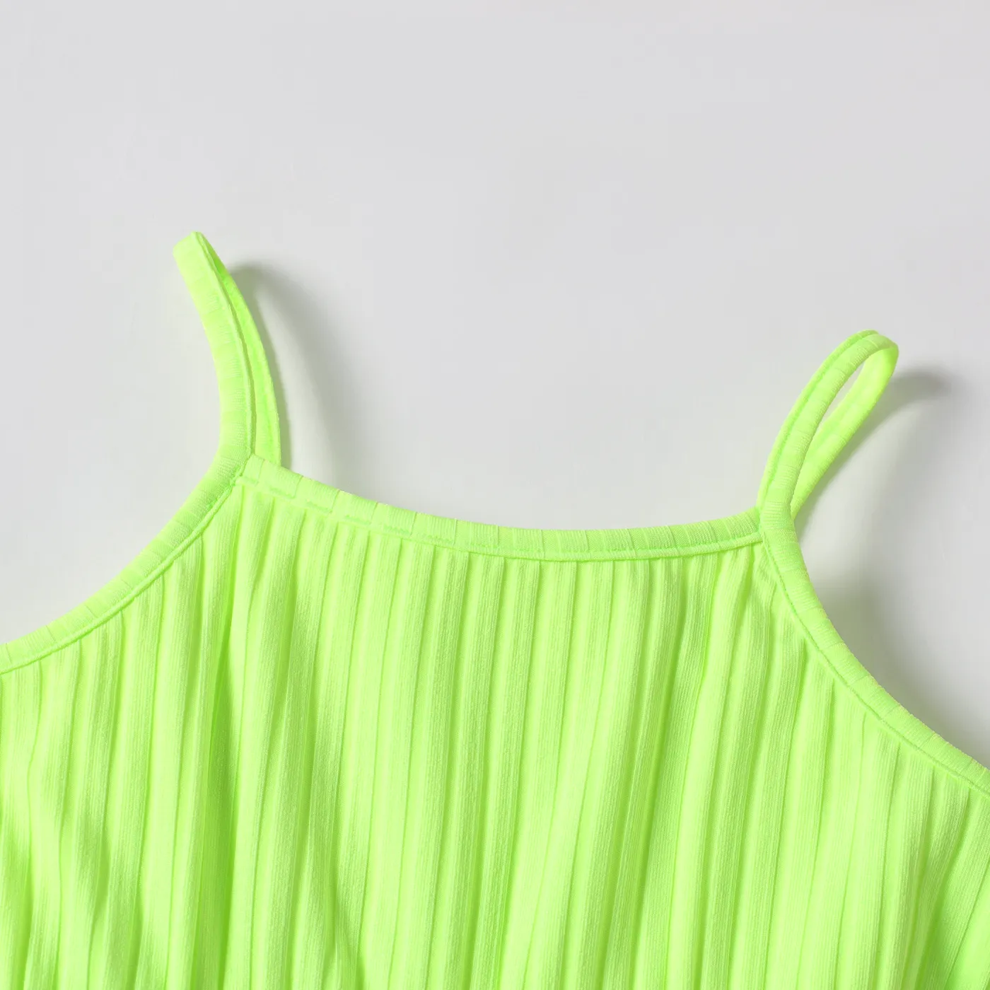 Toddler Girl Solid Color Ribbed Cami Rompers  image 5
