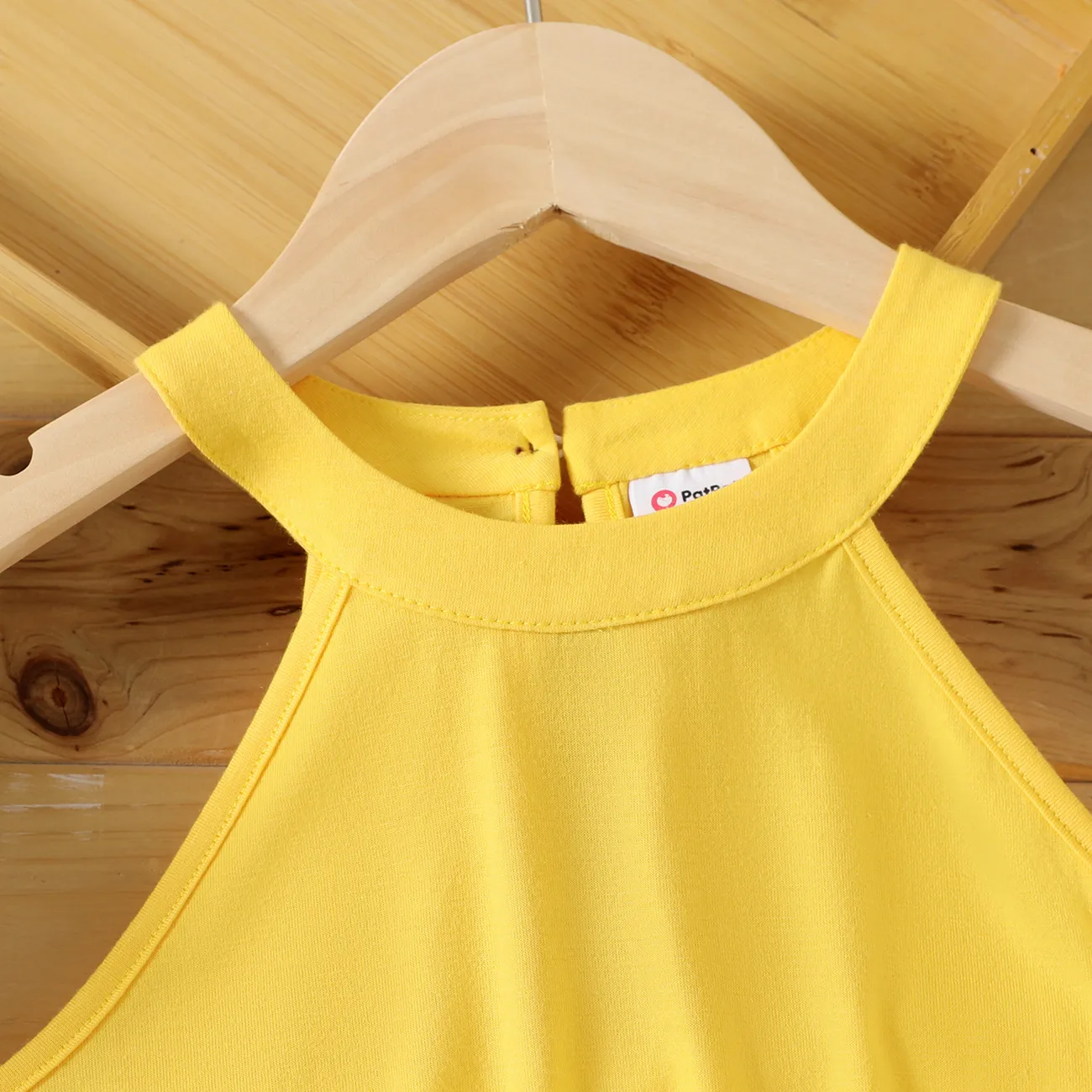 2pcs Kid Girl Yellow Halter Camisole and Bowknot Design Exotic Shorts Set Ginger-2 big image 1