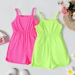 Toddler Girl Solid Color Ribbed Cami Rompers  image 2