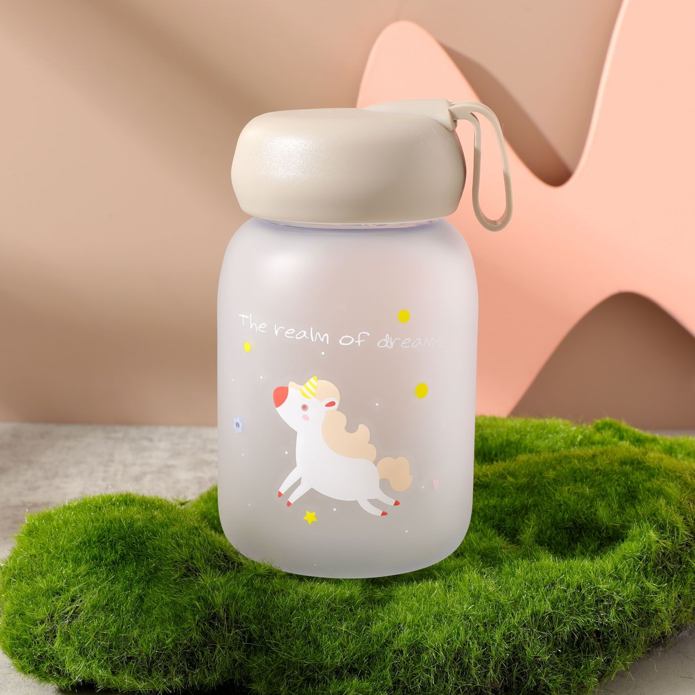 

400ML Unicorn Water Bottle Cute Cartoon Portable Plastic Water Cup with Silicone Handle