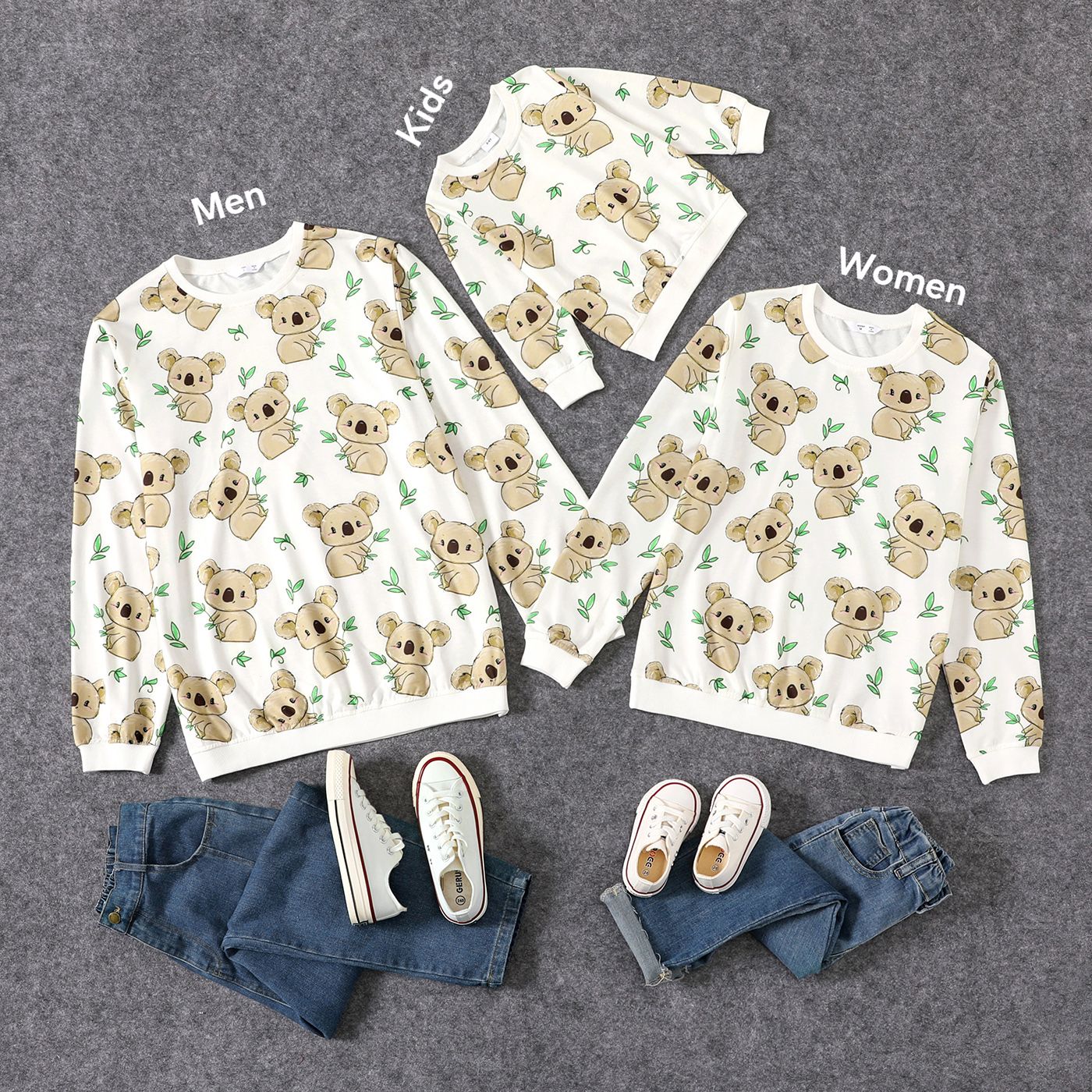 

Family Matching All Over Cartoon Koala Print Long-sleeve Pullover Sweatshirts