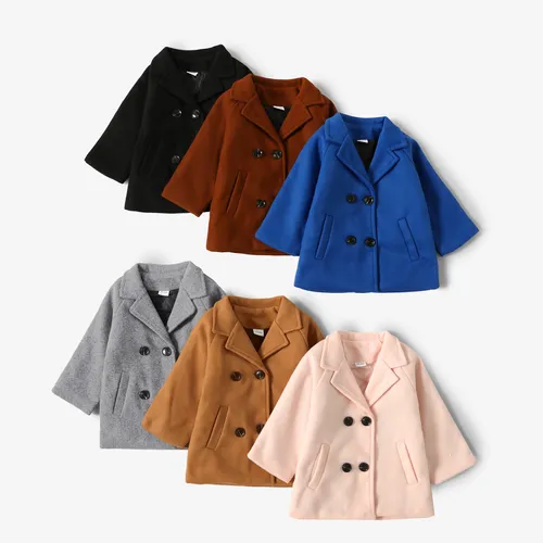 Toddler Girl/Boy Lapel Collar Double Breasted Coat