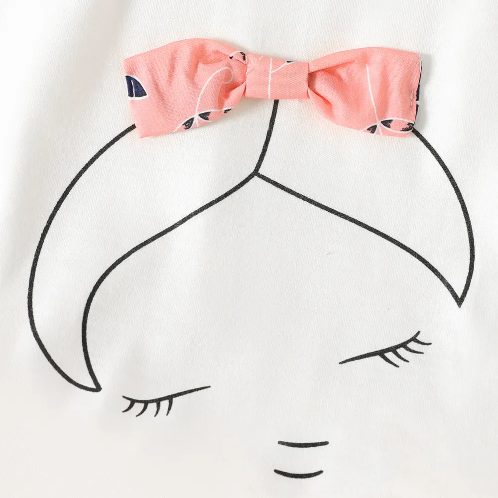 2pcs Kid Girl Bowknot Design Sleeveless Tee and Allover Print Shorts Set big image 3