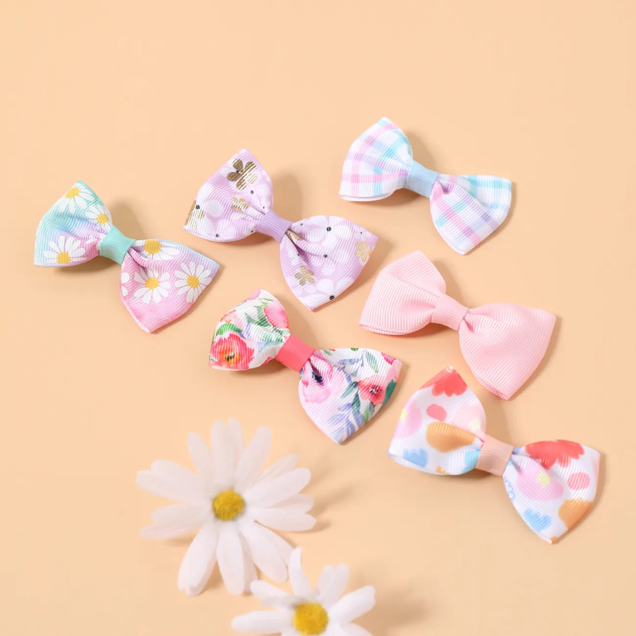 6-pack Fruit Flower Pattern Ribbed Hair Clip for Girls Color-A big image 1